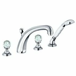 Coupon ???? KLUDI ADLON 4-Loch Badewannenarmatur Armatur Hoher Auslauf Ausl.220mm Chrom/kristall, 5152405G5 ????