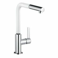 Am billigsten ✔️ Kludi L-ine S Spültisch-Einhebelmischer Seitl. Steue Herausziehbarer Auslauf Chrom/weiß Matt, 408519375 ????